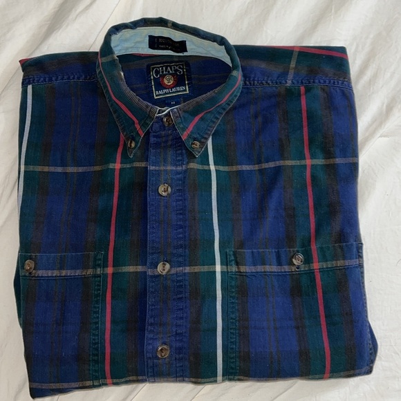 VNTG Chaps Ralph Lauren 100% Long Sleeve Plaid Button Up - Picture 1 of 5